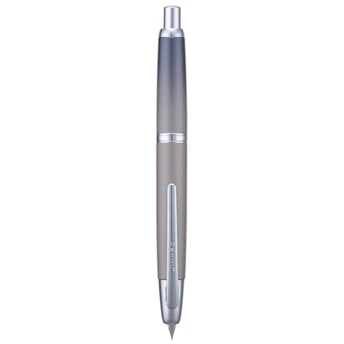 Image of Jinhao 10 Press Fountain Pen with Box, Gradient Grey Retractable Extra Fine Nib with Ink Converter Set (Silver Clip)