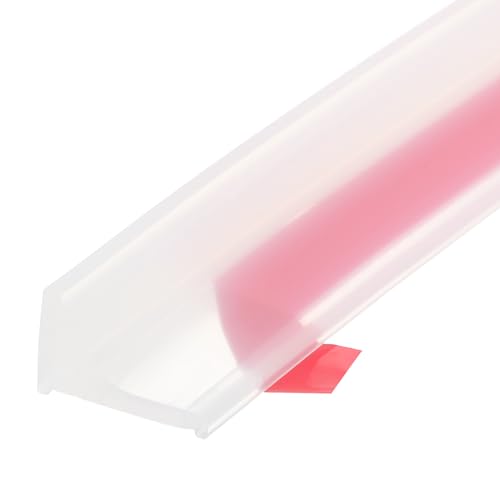 uxcell Collapsible Shower Barrier, 31.5 Inch Silicone Water Splash Guard Strip 0.8 Inch W 0.5 Inch H Self Adhesive Water Stopper Barrier Dry and Wet Separation for Bathroom, Transparent