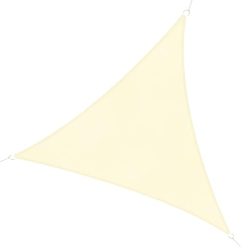 Outsunny Voile d'ombrage Triangulaire Grande Taille 5 x 5 x 5 m polyéthylène Haute densité résistant aux UV Coloris crème