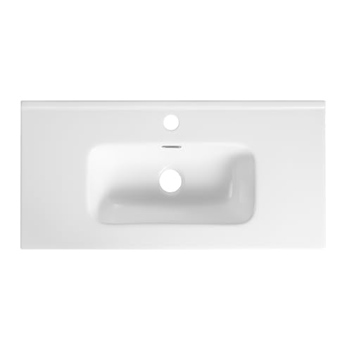 Lavabo ad Incasso in Ceramica Bianco Lucido Rettangolare per Mobili Bagno (81x46 cm)