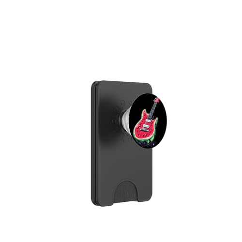 Disfraz de guitarra de sandía para amantes de las frutas y el rock PopSockets PopWallet para MagSafe