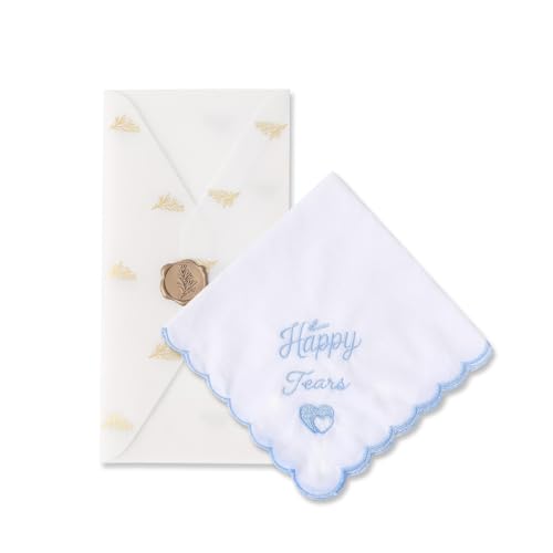 Regalos imprescindibles para la lista de bodas, regalos de boda para novia, pañuelos de algodón para novio, algo azul, regalo para novia, White Happy Tears, Medium Regalos imprescindibles para la lista de bodas, regalos de boda para novia, pañuelos de algodón para novio, algo azul, regalo para novia, White Happy Tears, Medium