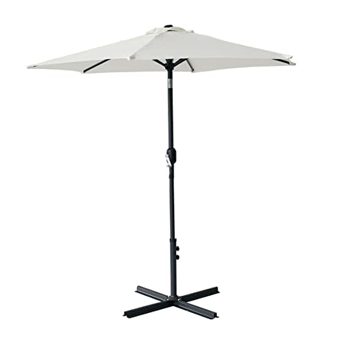 Ionikk Crank Open Patio Umbrella 7.5 Ft With Tilt And Top Vent, Water-Resistant And Uv-Protected Outdoor Umbrella, Beige #TOP1
