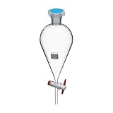 American Fristaden Lab 125 mL Separatory Funnel with PTFE Stopcock Valve | Lab Quality Borosilicate Glass | 24/29 Joint Size | Separation Funnel for Lab Use (Transparent Glass, 125ml)