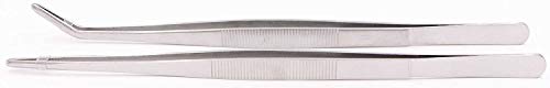 LeBeila Long Tweezers 12 Inch â€“ Stainless Steel Tweezers Set 2PCS Straight and Curved Tip Gardening Nippers Feeding Forceps Tongs for Aquarium Fish Tank Aquatic Plants Reptile Snakes Lizards Spider