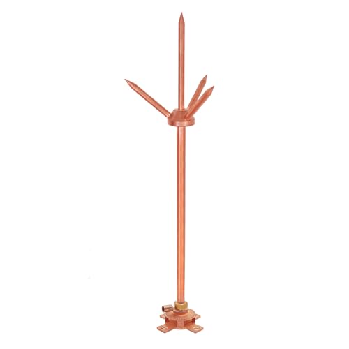 Lightning Rod Copper Lightning Rod Kit Three-Spike Detachable Brass Lightning Protection Equipment Device Great for House Roof Bungalow Tin House
