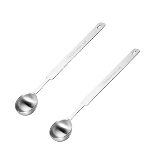 HoAhaMay 2 piezas Cuchara Medidora de Acero Inoxidable, Cuchara Dosificadora de Metal de 5ml, Cucharita de Metal con Escala Graduada, Mini Cucharita para Café, Especias, Granos