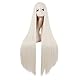 MapofBeauty 40 Zoll/100 cm Schnitzen Lange Cosplay Anime Kostüm Party Perücke (Platinum Gold)