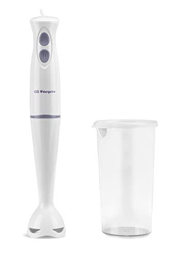 Orbegozo BT 1050 - Batidora de mano, 2 Velocidades, Hoja Acero Inox, Apta Lavavajillas, Vaso 600 ml, 200 W