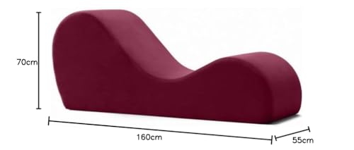 Image of Dime Store Luxury Wooden Frame Fully Leather Tantric Chaise Lounge Sofa - Ergonomic Curved Design for Yoga, Relaxation & Intimacy (Maroon)