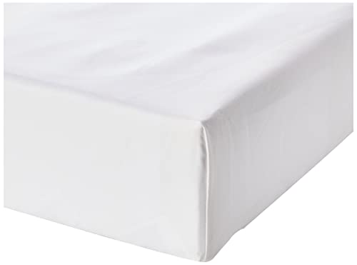 Amazon Basics - Lenzuolo con angoli king, in rasatello di cotone 400 fili, Bianco 200 x 200 x 30 cm