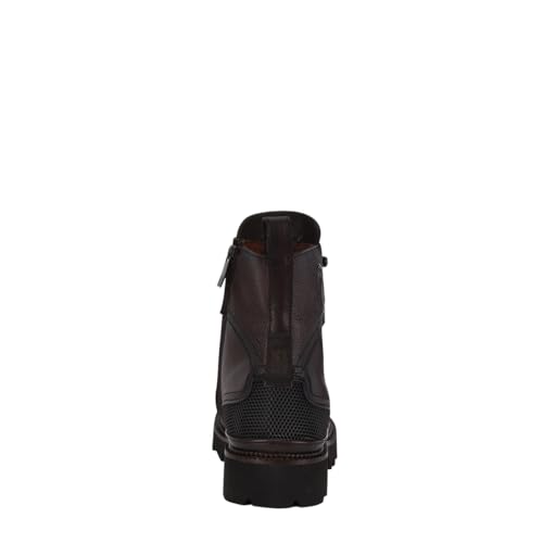 Image of FRANCO CUADRA Urban Leather Ankle Boots, Dark Brown, Lace-up with Side Zip, TPU Anti-slip Sole