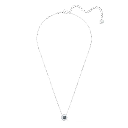 Miniatura 2 de Swarovski Conjunto Collar Y Pendientes De Botón Para Mujer, Cristal Gris, Baño De Rodio, Colección Angelic Square
