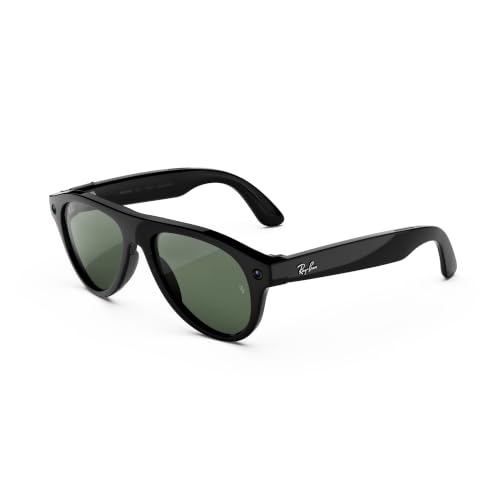 Image of Meta Ray-Ban (Gen 3) Aviator, Shiny Black, Transitions Graphite Green, AI Glasses with Camera for Men, Women