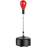 WJFTODAY Pelota de Velocidad de Boxeo, Pelota de Reflejos, Saco de Boxeo con Soporte, entboxeo con Soporte, Entrenador de Velocidad Independiente con Altura Ajustable, Ideal para Entrenamiento de MMA