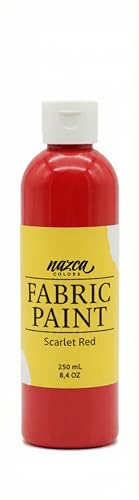 Nazca Colors Rote Textilfarbe 250ml - Stofffarben für Stoff und Leder ideal zum Bemalen von Kleidung T-Shirts Jeans Taschen Stoff- und Lederschuhen große Abdeckungskapazität