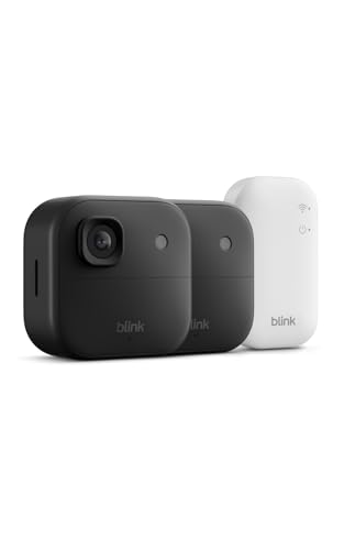 Image of Blink Outdoor 2K+ (newest model) with 1-Year Plus plan - 2K video resolution, Color Vision in low light, and noise cancellation. Sync Module included - 2 camera system (Black)
