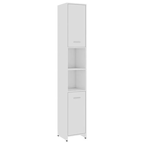 pedkit Armario de Cuarto de Baño Armario Alto para Baño Mueble Columna de Baño con 6 Compartimentos y 2 Puertas Aglomerado Blanco Brillante 30x30x183,5 cm Cover