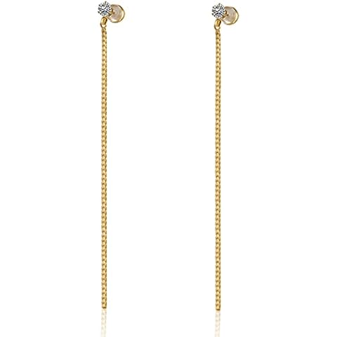 Cowlyn Snake Chain Earring Long Tassel Drop Dangle 18K Gold CZ 925 Silver Needles Stund Vintage Hypoallergenic Jewelry for Women, Metal, not know Cover