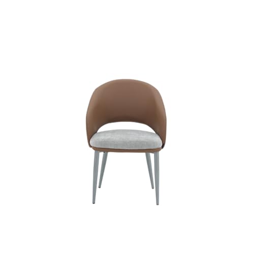 Image of Royaloak Verona Italian Dining Chair| Premium Dual Material Dining Table Chair | Leatherette Backrest with Fabric Seat | Ergonomic Curved Support | Stylish Black Nickel Accent |Sleek Durable Legs