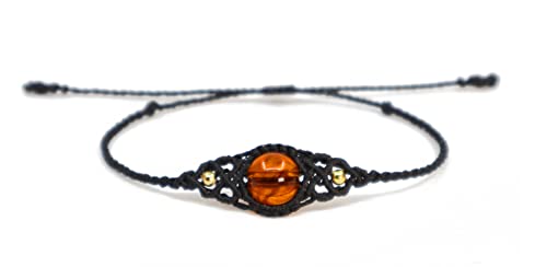 Lavoio Evil Eye Bracelets 10mm amber tiger eye Bracelets Adjustable Amulet for Women Men Little Boys & Girls (2pcs Amber Eye Bracelet) - Image 4