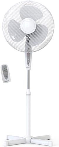 briebe Ventilador de Pie Silencioso con Mando a Distancia, 40cm, Temporizador, Oscilante, 3 Modos...