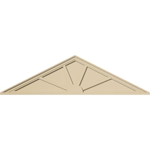 62"W x 16-1/2"H x 2"P (Pitch 6/12) Peaked Cap 4 Spoke Signature Urethane Pediment, Primed Tan