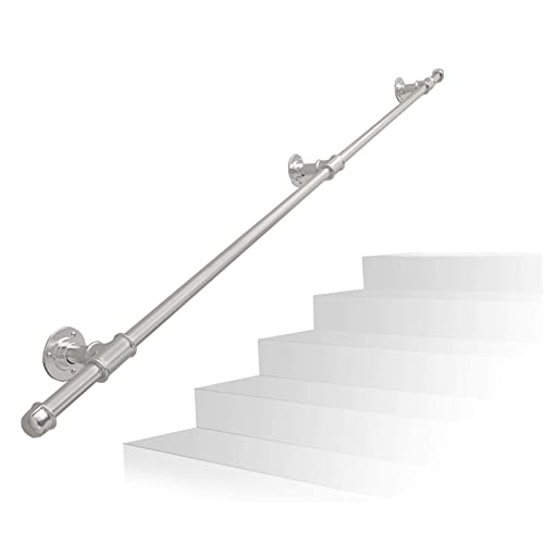 Rampe d'escalier extérieure en fer forgé argent avec support mural kit complet 210cm - 2