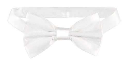 Vesuvio Napoli 100% SILK BOWTIE Solid WHITE Color Men's Bow Tie for Tuxedo or Suit