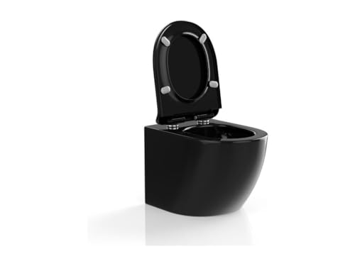 Vente-unique-Wand-WC aus Keramik ohne Flansch - Schwarz glänzend - JAVOINE – Bild 6