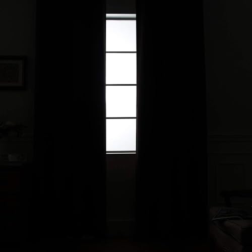 Image of Yakamok Light Grey 100% Blackout Curtains 84 Inches Long 70 inch Wide 2 Panel | Blackout Curtain Panels for Bedroom, 2 Thick Layers Grommet Top Thermal Insulated Drapes with Black Liner for Living Room