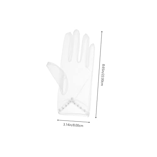 1 Pair Elegant Pearl Beaded Wedding Gloves for Women Mesh Bridal Dress Gloves Vintage Style Tulle Sleeves for Parties and Special Occasions Comfortable Fit Decorative Design2