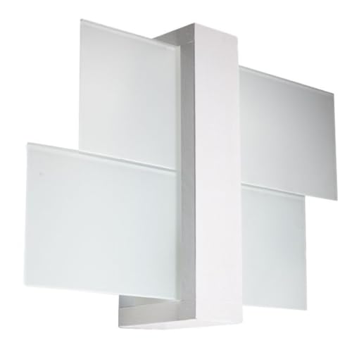 SOLLUX lighting Feniks 1 Aplique | Elegante Carcasa De Madera + Combinación De Pantalla De Vidrio | Bombilla Reemplazable E27, 1 x 60 W | Blanco, 43 x 12 x 30 cm
