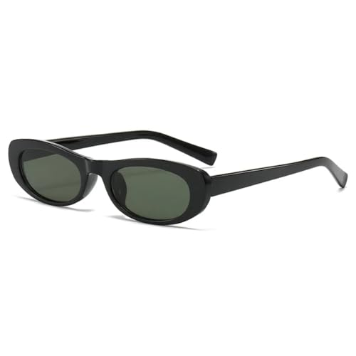 Lunettes de soleil ovales de luxe pour femme style œil de chat monture noire et verre vert