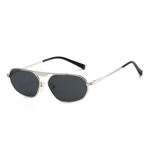 Lunettes de soleil œil de chat rétro avec monture métallique polygonale durable