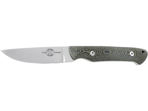 White River Knife & Tool Small Game Hunting Knife Black & Olive Drab Linen Micarta Handle WRSG-LBO