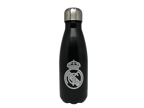 CYP Brands Real Madrid- Botella de agua de acero, Bidón, Cantimplora, Cierre Hermético, 550 ml, Color negro, Producto Oficial