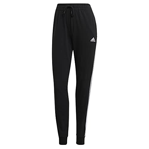 Adidas Women's Essentials Single Jersey 3-Stripes Pants, Black/White, X-Large #TOP2