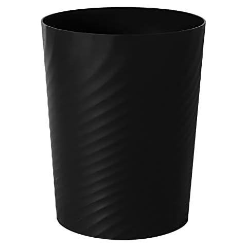 Plastic Small Trash Can Wastebasket, Garbage Container Basket for Bathrooms, Laundry Room, Kitchens, Offices, Kids Rooms, Dorms, (Black, 1.8 Gallon) Cover