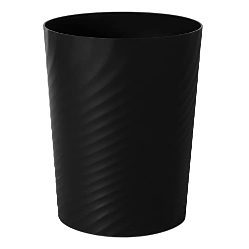 Image of UUJOLY Plastic Small Bathroom Trash Can Wastebasket Garbage Can, Black | Easy to clean, Bathroom, Laundry Room, Kitchen, Office, Kids Room, Dorm, Bedroom, 1.8 Gallon