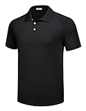 PINSPARK Mens Polo Shirts Short Sleeve Sports Classic T-Shirt Athletic Golf Polos Daily Casual Stylish Collared Shirts for Men Black-M