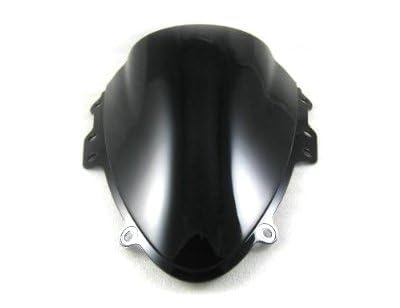 Motorcycle Double Bubble Windscreen Windshield Shield ABS Plastic Screen for 2004 2005 GSXR 600 750 K4 GSXR 600 750 K4 04 05(Black)
