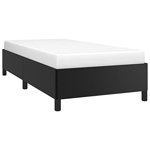 VidaXL Cadre de Lit Rembourré à Lattes Simple Adulte - Meuble de Chambre à Coucher Intérieur Noir 100x200 cm en Similicuir