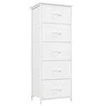 Somdot Dresser for Bedroom,Chest of Drawers Storage Organizer,Steel, MDF,Non-Woven Fabric Drawers,Closet Bedside Living Room Entryway Hallway,11.8" D x 16.5" W x 45.1" H (5 Drawers) White Leather,1