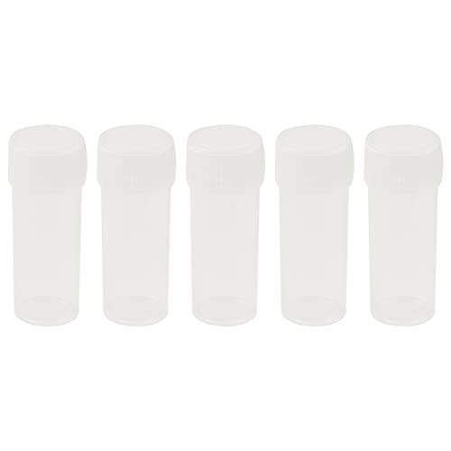 Hopper 50x Plastic Sample Bottle 5ml Test Tube Lab Small Vial Storage Container + Lid