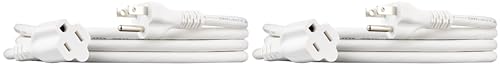 Image of Amazon Basics 3-Prong Extension Cord for Indoor Use, 13 Amps, 125V, 6 Foot, White, 2-Pack