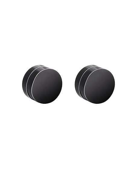 modeva "elevate your essence" Magnetic Stud Earrings, Round Black, Stainless Steel, Unisex Fashion Jewelry-picture-19