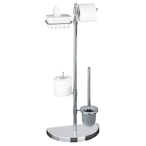 WENKO Raumspar WC-Center, Ständer für Toilettenpapier & Toilettenbürste, WC-Papierhalter mit Ablage, stehender Rollenhalter inkl. Bürste, rostfreier Edelstahl, 34 x 84,5 x 18 cm WENKO Raumspar WC-Center, Ständer für Toilettenpapier & Toilettenbürste, WC-Papierhalter mit Ablage, stehender Rollenhalter inkl. Bürste, rostfreier Edelstahl, 34 x 84,5 x 18 cm