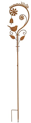 Foto von Dekoleidenschaft Gartenstecker Willkommen 124 cm hoch aus Metall in Rost-Optik, mit Glas-Regenmesser, Dekostecker, Niederschlagsmessung, Garten-Deko für Draußen