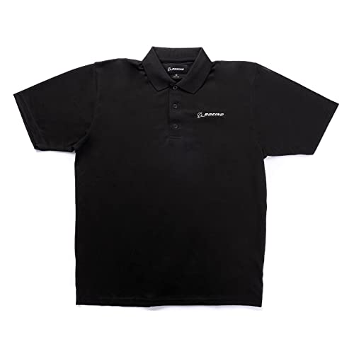Boeing Signature Logo Mesh Tech Polo Shirt Black XXL